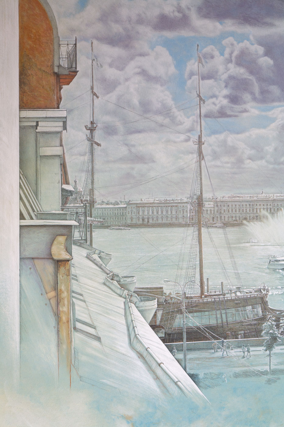 Panorama St. Petersburg von Mytninskaja Nab. Untermalung Ausschnitt 1